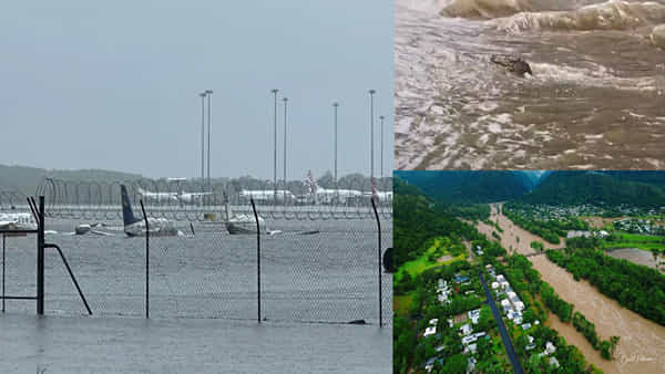 Queensland floods: భారీ వర్షాలతో ఇక్కడ వింతైన దృశ్యం.. నీటిలో మునిగిన భవనాలు, విమానాలు, రోడ్డుపై ఈత కొడుతున్న మొసళ్లు...