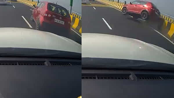 Viral Video: ముంబై అటల్ సేతు వంతెనపై తొలి ప్రమాదం.. పల్టీ కొట్టిన కారు..