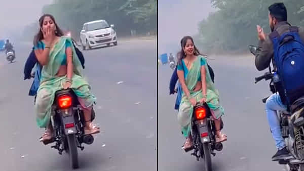 Viral Video: నంబర్ ప్లేట్ లేని బైక్పై ఎదురుగా కూర్చొని.. ఆంటీ పెట్టిన ముద్దు వైరల్..!