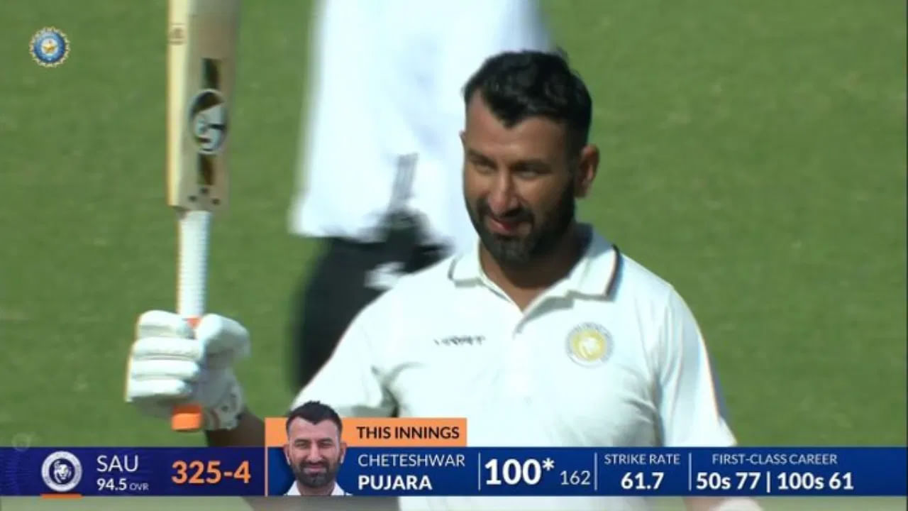 ఈ మ్యాచ్‌లో తొలుత బ్యాటింగ్ చేసిన జార్ఖండ్ జట్టు తన తొలి ఇన్నింగ్స్‌ను కేవలం 142 పరుగులకే ముగించింది. తొలి ఇన్నింగ్స్ ప్రారంభించిన సౌరాష్ట్ర జట్టు రెండో రోజు ఆట ముగిసే సమయానికి పుజారా 157 పరుగులతో అజేయ ఇన్నింగ్స్‌తో విజయం సాధించింది.