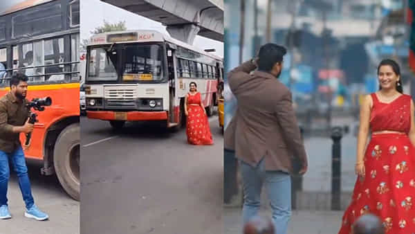 Viral: ఇదేం వాడకం మావా.! టీఎస్ఆర్టీసీ బస్సులో ప్రీ-వెడ్డింగ్ షూట్.. వీడియో వైరల్..