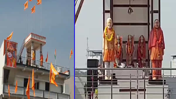 అక్రమ నిర్మాణం కూల్చివేకుండా స్క్రాప్ వ్యాపారి వినూత్న ఆలోచన.. రాములోరి గుడి కావలిగా మోడీ, యోగీ విగ్రహాలు