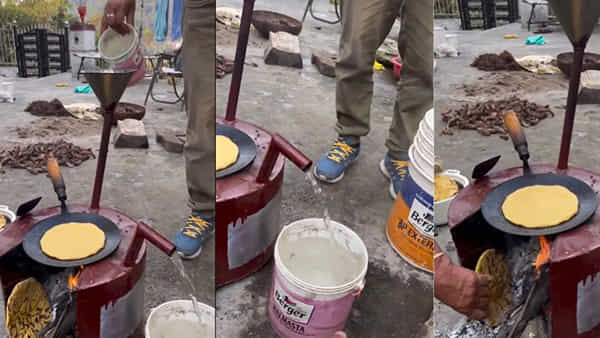 Viral Video: ఏకకాలంలో రెండు పనులు.. ఓ వైపు వంట.. మరోవైపు వేడి నీళ్లు.. ఆకట్టుకుంటున్న జుగాడ్ పొయ్యి..