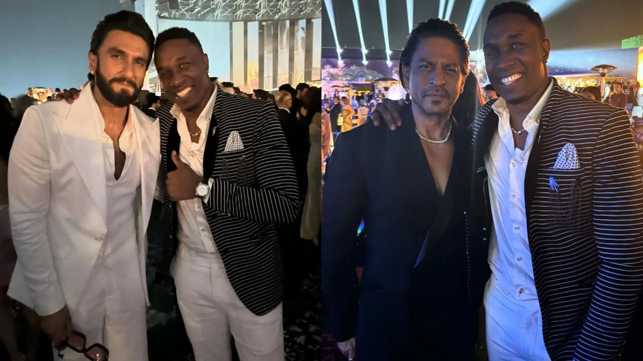 Dwayne Bravo : అంబానీ పెళ్ళిలో డ్వేన్ బ్రావో సందడి.. షారుఖ్ , రణవీర్లతో ఫోజులు