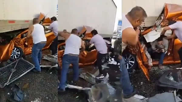 Accident Viral Video: ట్రక్కును ఢీకొట్టి నుజ్జు నుజ్జైన కారు..అంతటి డేంజర్లో అద్భుతం జరిగింది..వీడియో చూస్తే కళ్లు బైర్లే..!