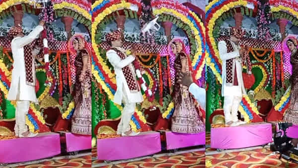 Wedding Video Viral : వధూవరుల వరమాల శుభవేళ.. డ్రోన్ కలకలం..! ఏం జరిగిందో చూడండి..