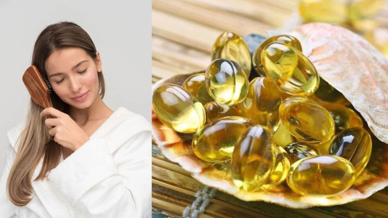 ఈ విటమిన్ సూర్యుడి నుంచి వెలువడే హానికరమైన అతినీలలోహిత కిరణాల నుంచి జుట్టును సంరక్షిస్తుంది. అలాగే కాలుష్యం, దుమ్ము - ధూళి నుంచి జుట్టును రక్షిస్తుంది. ఈ విటమిన్ జుట్టు చివర్లు చీలిపోయే సమస్యను కూడా పూర్తిగా నివారిస్తుంది. చివర్లు చీలిపోయే సమస్య ఉన్నవారు విటమిన్ ఇ క్యాప్సూల్ని ప్రయత్నించవచ్చు.