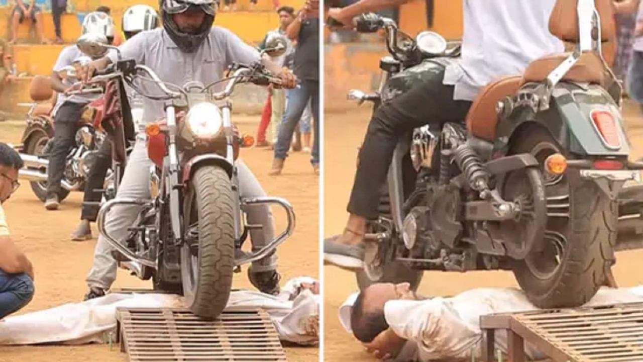 Bike Stunt: వామ్మో ఇదేం స్టంట్ రా బాబూ.. రికార్డులు తిరగరాస్తూ 376 సార్లు బైక్స్ మీద ఎక్కించుకున్న వ్యక్తి వీడియో వైరల్