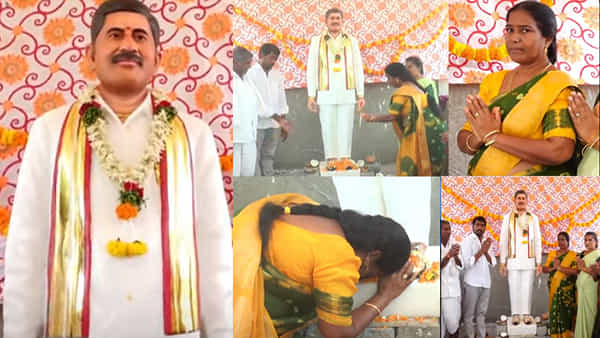 Telangana: భర్తపై ఆమెకు ఎంత ప్రేమో..! పతి దేవుడికి ఏకంగా గుడి కట్టేసింది..