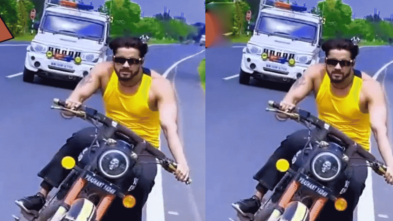 Bike stunt viral video: తిక్క కుదిరింది..! పోలీసుల ముందే రెచ్చిపోయిన బైకర్.. ! ఇలా అడ్డంగా బుక్కయ్యాడు..