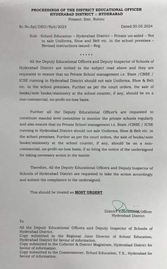 Deo Bans Sale Of Uniforms, Stationery In Schools