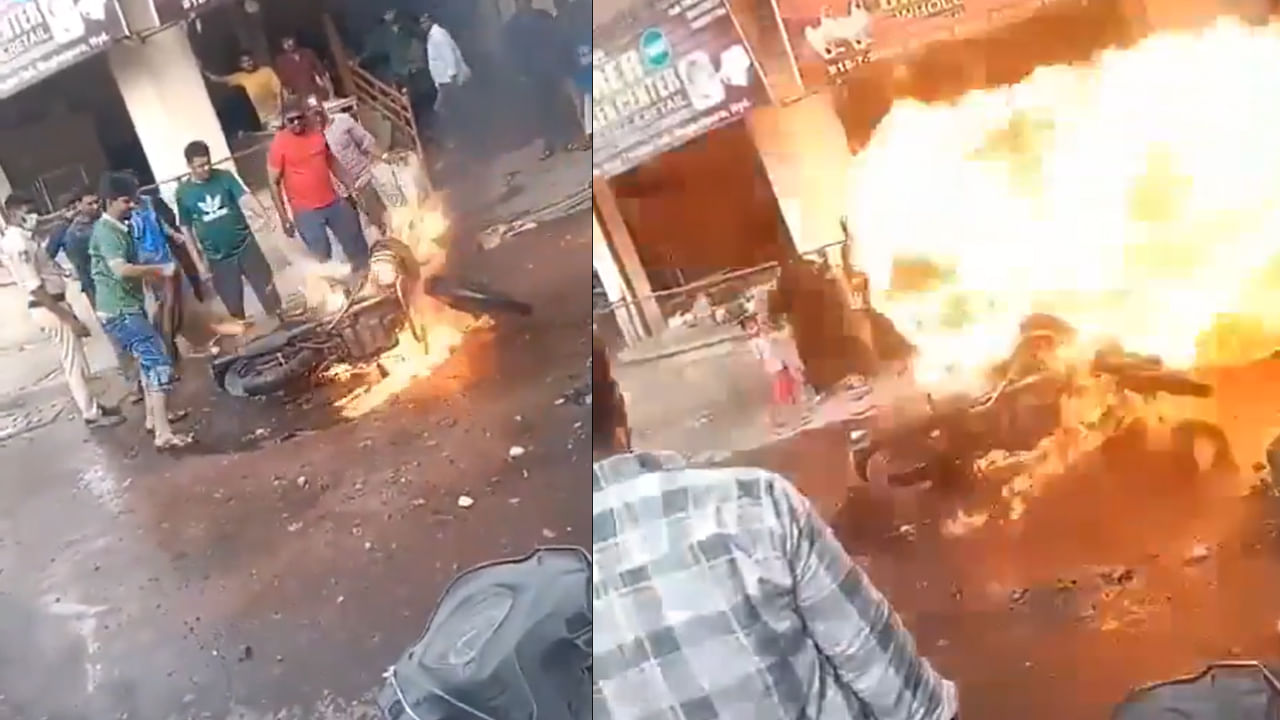 Viral Video: ఒక్కసారిగా పేలిన రాయల్ ఎన్ఫీల్డ్ బైక్.. అందరూ చూస్తుండగానే మంటల్లో..