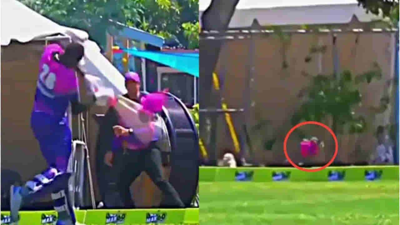 Video: ఇదేం ఫైర్ మాస్టారూ.! అంపైర్ అవుట్ ఇచ్చాడని ఏకంగా హెల్మెట్నే సిక్స్ బాదేశాడు.. ఎవరో తెలుసా