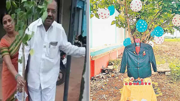Telangana: భర్త అంటే ఎంత ప్రేమో.. భర్త నాటిన చెట్టుకు దుస్తులు తొడిగి జయంతి వేడుక