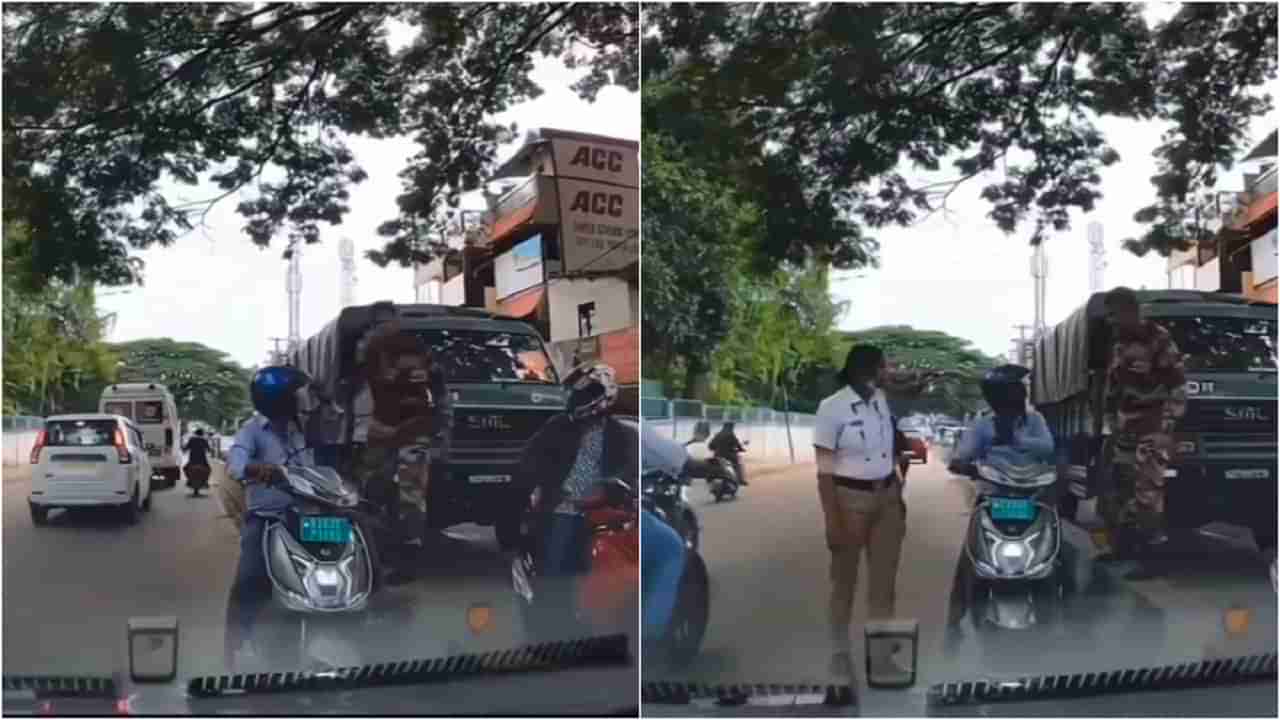 Viral Video: రాంగ్ రూట్‌లో వచ్చి రుబాబు.. తిక్క కుదర్చిన సైనికుడు.. వీడియో వైరల్