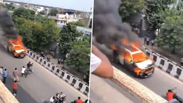 Watch: బాబోయ్.. నడిరోడ్డుపై రాకెట్టులా, నిప్పులు చిమ్ముకుంటూ దూసుకెళ్లిన కారు..! వరకు..