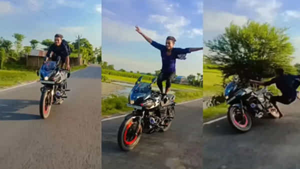 Viral Video: పిచ్చి పీక్స్టేజ్లో.. రీల్ కోసం బైక్పై డేంజర్ స్టంట్.. వీడియో వైరల్