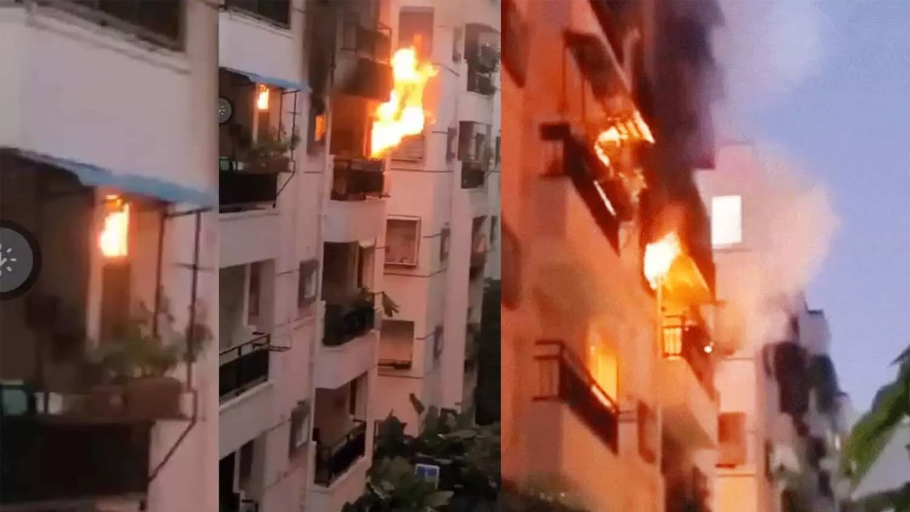 Hyderabad: మణికొండలో అగ్నిప్రమాదం.. గృహప్రవేశ దీపం కిందపడి ఫ్లాట్లో చెలరేగిన మంటలు! వీడియో