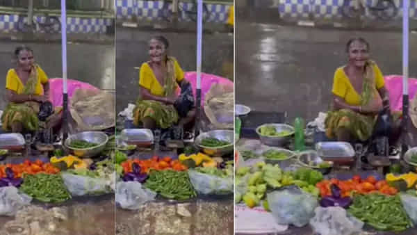 ముఖంలో చెరగని బోసినవ్వు.. జోరు వర్షంలోనూ కూరగాయలు అమ్ముతున్న వృద్ధురాలు.. బూస్టర్డోస్ ఇదేనంటున్న నెటిజన్లు!