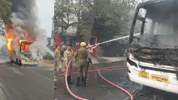 16 మంది పిల్లలతో వెళ్తున్న స్కూల్ బస్సులో మంటలు..షాకింగ్ ఘటన