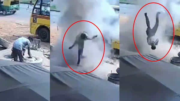 Viral Video: గాల్లో ఫీట్లు అనుకుంటిరా..? స్కూల్ బస్సు టైర్ పేలడంతో ఎగిరిపడిన మెకానిక్! వీడియో చూశారా..