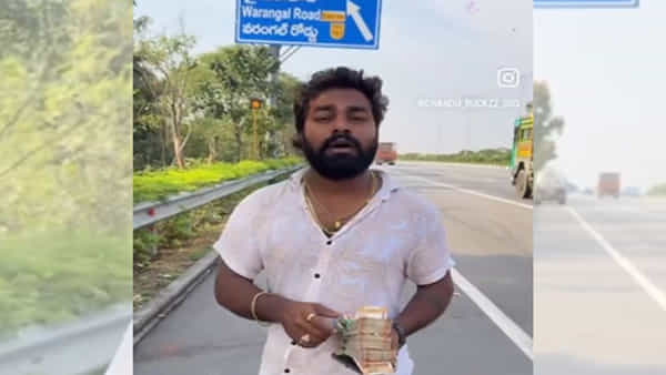 రీల్స్ పిచ్చితో వెర్రీ వేషాలు.. ఔటర్రోడ్డు వెంట నోట్ల కట్టలు విసిరేస్తూ హల్చల్.. కట్చేస్తే..