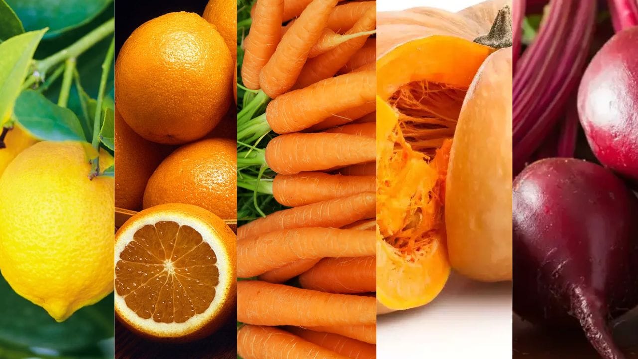 నిమ్మ, నారింజ వంటి పుల్లని పండ్లు, ఆకుపచ్చ కూరగాయలు కంటి ఆరోగ్యానికి చాలా మేలు చేస్తాయి. వీటిలో ఉన్న విటమిన్లు, న్యూట్రియెంట్లు కంటి కణాలను రక్షించి కంటి చూపును మెరుగుపరుస్తాయి. క్యారెట్లు, గుమ్మడికాయలు, బీట్‌రూట్ వంటి కూరగాయలలో కెరోటినాయిడ్లు పుష్కలంగా ఉంటాయి. ఇవి కంటి ఆరోగ్యాన్ని దృఢపరచడంలో కీలక పాత్ర పోషిస్తాయి.