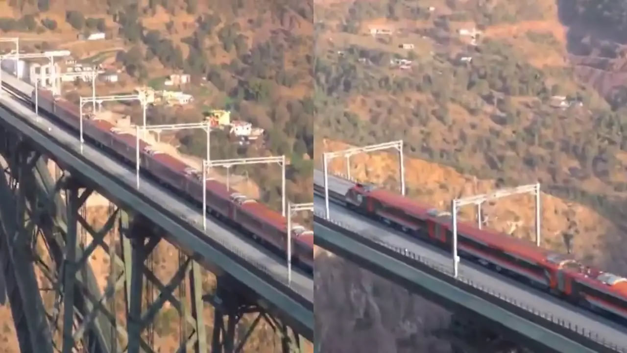 Chenab Rail Bridge: ప్రపంచంలోనే అతిపెద్ద రైల్వే వంతెనపై ప్రయాణించిన వందే భారత్.. వీడియో