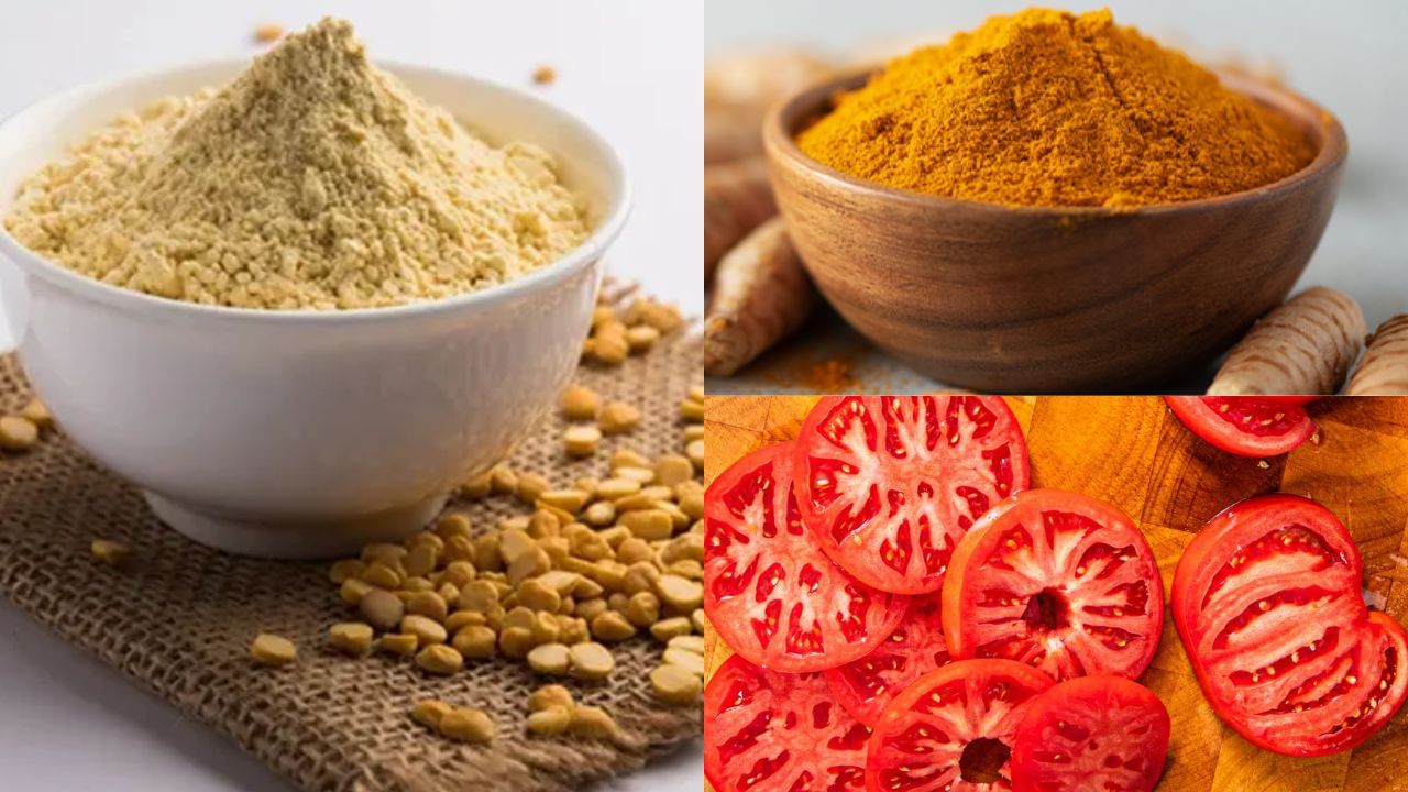 ఒక స్పూన్ శనగపిండిలో కొద్దిగా పసుపు, టమాట రసం వేసి పేస్ట్ తయారు చేసుకోవాలి. దీనిని కంటి చుట్టూ అప్లై చేసి 15 నిమిషాల తర్వాత గోరువెచ్చని నీటితో కడిగేయాలి. ఇది చర్మాన్ని కాంతివంతంగా మార్చేందుకు సహాయపడుతుంది.