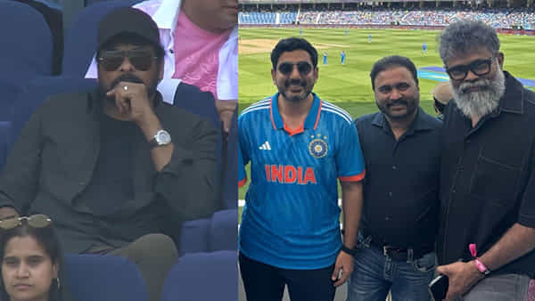 Megastar Chiranjeevi: భారత్ - పాకిస్తాన్ మ్యాచ్.. స్టేడియంలో చిరంజీవి, నారా లోకేశ్, సుకుమార్ సందడి..