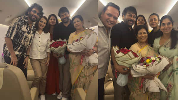 Megastar Chiranjeevi: విమానంలో మెగాస్టార్ చిరంజీవి పెళ్లి రోజు వేడుకలు.. ఆ హీరో మిస్సింగ్..