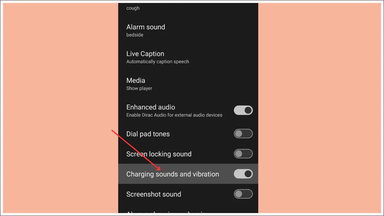 రెండవ ఎంపిక కోసం ముందుగా సెట్టింగ్‌లకు వెళ్లండి. బ్యాటరీ పనితీరుపై నొక్కండి. ఇప్పుడు ఇక్కడి నుండి ఛార్జింగ్ విభాగానికి వెళ్లండి. అక్కడ మీకు ఛార్జింగ్ సౌండ్ లేదా ఛార్జింగ్ నోటిఫికేషన్ అనే ఆప్షన్ వస్తుంది. ఇప్పుడు దానిపై క్లిక్ చేయండి. ఆ ఆప్షన్ మీ ఫోన్‌లో ఆన్ అవుతుంది.