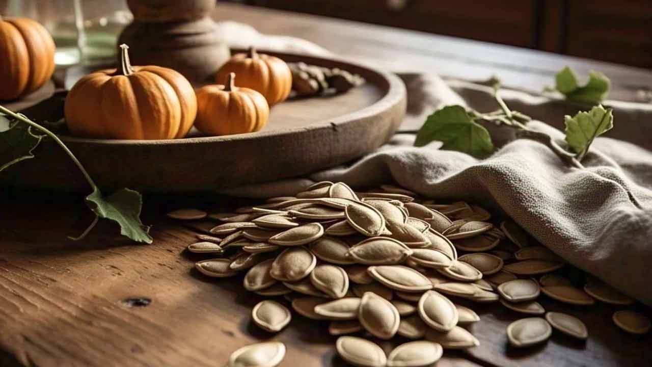 ఈ విత్తనాలను రోజుకు ఒక టేబుల్ స్పూన్ తింటే శరీరానికి అవసరమైన పోషకాలు పుష్కలంగా లభిస్తాయి. ఈ విత్తనాలు గుండె ఆరోగ్యం నుంచి మెదడు పనితీరు వరకు ప్రభావవంతంగా పనిచేస్తాయి. గుమ్మడికాయ గింజల్లో మెగ్నీషియం పుష్కలంగా ఉంటుంది. ఇది రక్తపోటును నియంత్రించడంలో సహాయపడుతుంది. గుండె సక్రమంగా పనిచేయడానికి సహాయపడుతుంది.