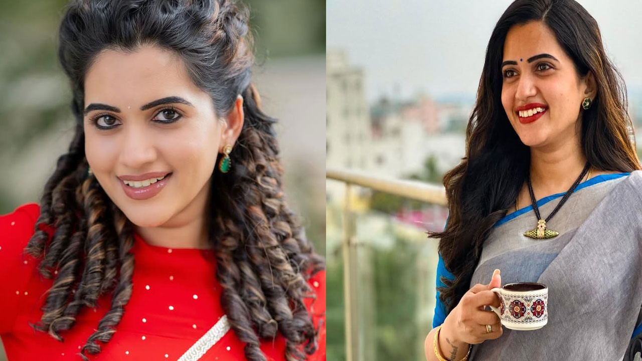 ఇందులో యాంకర్ స్రవంతి యాష్ కలర్ సారీలో సింపుల్ లుక్లో చేతిలో కప్ పట్టుకొని కనిపించింది.