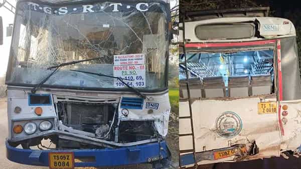 TGSRTC Bus Accident: ఎమ్మెల్సీ బ్యాలెట్ బాక్సులతో వెళ్తున్న ఆర్టీసీ బస్సులకు యాక్సిడెంట్.. 19 మందికి గాయాలు