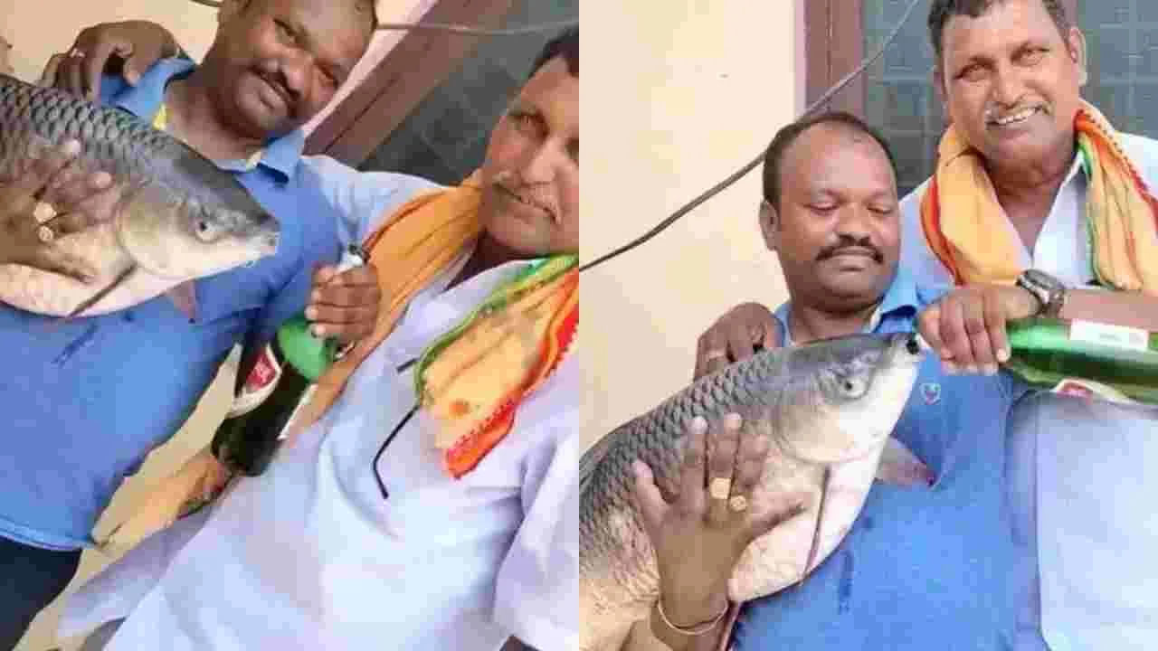 Viral Video: మందెక్కువైందా.. మతి పోయిందా.. ఏకంగా చేపకే బీరు తాగించేశాడు
