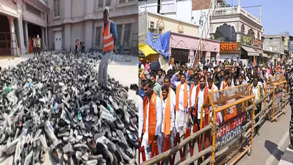 Ayodhya: అయోధ్య రామయ్య ఆలయం వద్ద పాదరక్షలను విడిచి పెడుతున్న భక్తులు.. క్రేన్స్ తో తొలగిస్తున్న సిబ్బంది.. ఎందుకంటే