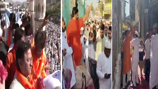 భిన్నత్వంలో ఏకత్వం మన దేశం సొంతం.. మసీదుల నుంచి వస్తున్న ముస్లింలపై హిందువులు పూల వర్షం..