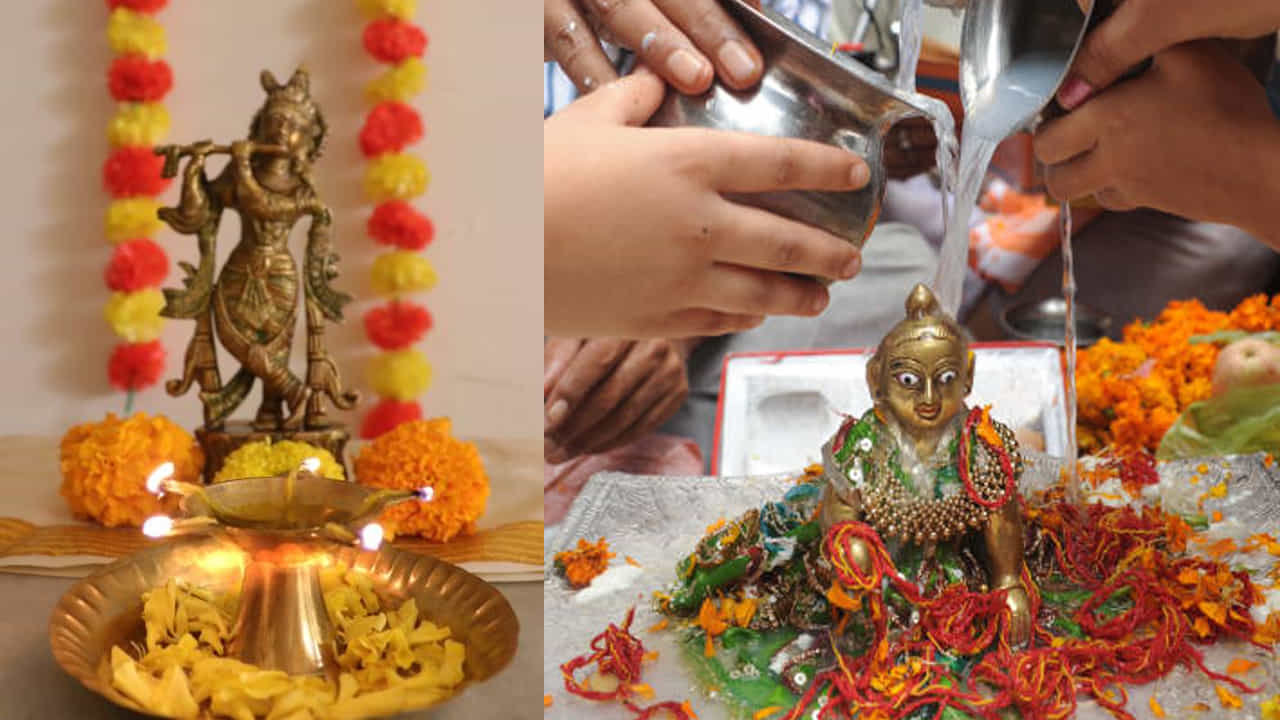 కృష్ణుడి విగ్రహాన్ని డైరెక్ట్ గా నేలపై ఉంచవద్దు. పీఠంపై పసుపు పట్టు వస్త్రం పరిచి దానిపై విగ్రహాన్ని ప్రతిష్టించడం చాలా మంచిది. అంతేకాదు ఎప్పుడూ కృష్ణుడి విగ్రహాన్ని తల పెట్టుకున్న వైపు ఉంచుకోకూడదు.