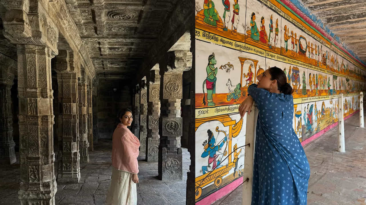 వీటితో పాటు ప్రముఖ కాపలీశ్వరర్ ఆలయాన్ని దర్శిచుకున్న శోభిత ధూళిపాళ్ల అక్కడున్న శిల్పసౌందర్యం చూసి ఫిదా అయ్యింది.