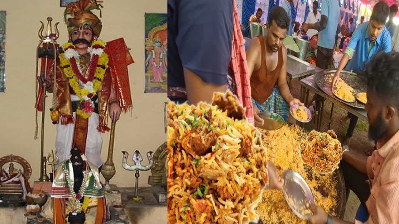 తమిళనాడు తిరుమంగళలోని వడక్కంపట్టి గ్రామంలో ఉన్న మునీశ్వరుడి ఆలయంలో 'మటన్ బిర్యానీని ప్రసాదంగా పెడుతుంటారు. అక్కడ గత 85 ఏళ్లుగా ఇలా బిర్యనీని నైవేద్యంగా సమర్పిస్తున్నారు. ప్రతి సంవత్సరం జనవరి 25న మూడు రోజులు పాటు మునీశ్వరుడి ఆలయంలో ఉత్సవాలు నిర్వహిస్తుంటారు. ఈ ఉత్సవాల్లో 2000కేజీల బాస్మతి రైస్, మటన్తో బిర్యానీ తయారుచేస్తారు. ఆరోజు ఆలయానికి వచ్చే భక్తులకు ఈ మటన్ బిర్యానీని ప్రసాదంగా అందజేస్తారు.