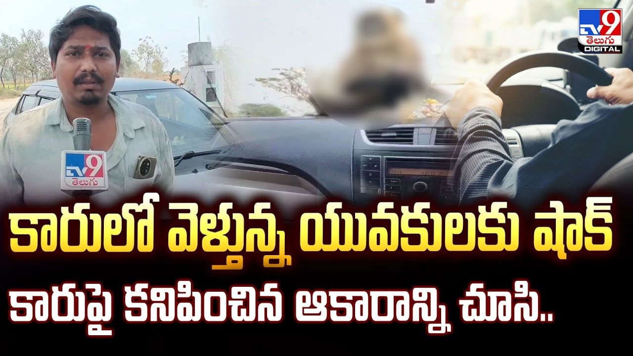 కారులో వెళ్తున్న యువకులకు షాక్.. కారుపై కనిపించిన ఆకారాన్ని చూసి..