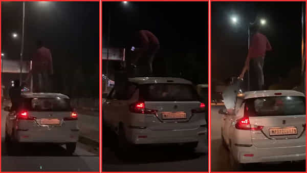 Viral Video: వేగంగా పరిగెడుతున్న కారుపై డేంజరస్ స్టంట్స్... తిత్తి నారదీస్తున్న గ్వాలియర్ పోలీసులు