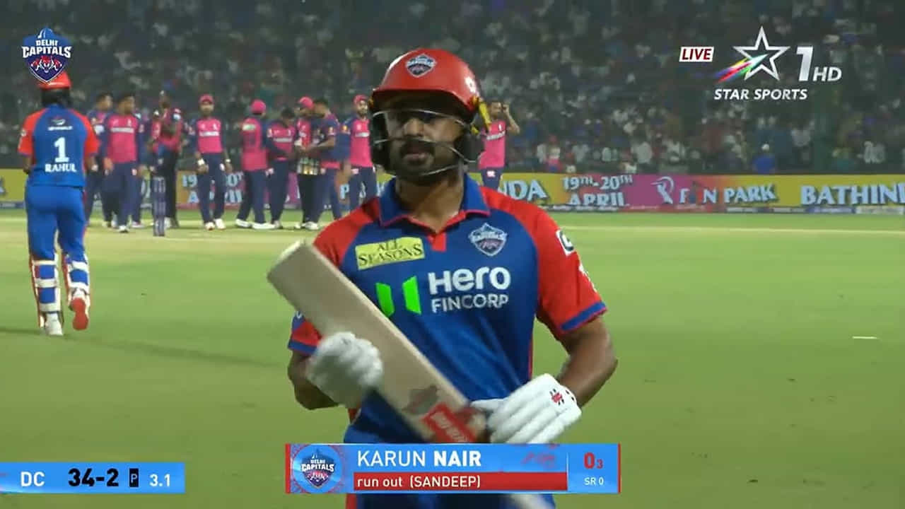 IPL 2025లో, ఏప్రిల్ 16న కరుణ్ నాయర్ సున్నా పరుగులకే ఔటయ్యాడు. ఆ మ్యాచ్ ఢిల్లీ క్యాపిటల్స్ వర్సెస్ రాజస్థాన్ రాయల్స్ మధ్య జరిగింది. ఈ మ్యాచ్‌లో కరుణ్ నాయర్ 3 బంతులు ఎదుర్కొని ఖాతా తెరవలేకపోయాడు.