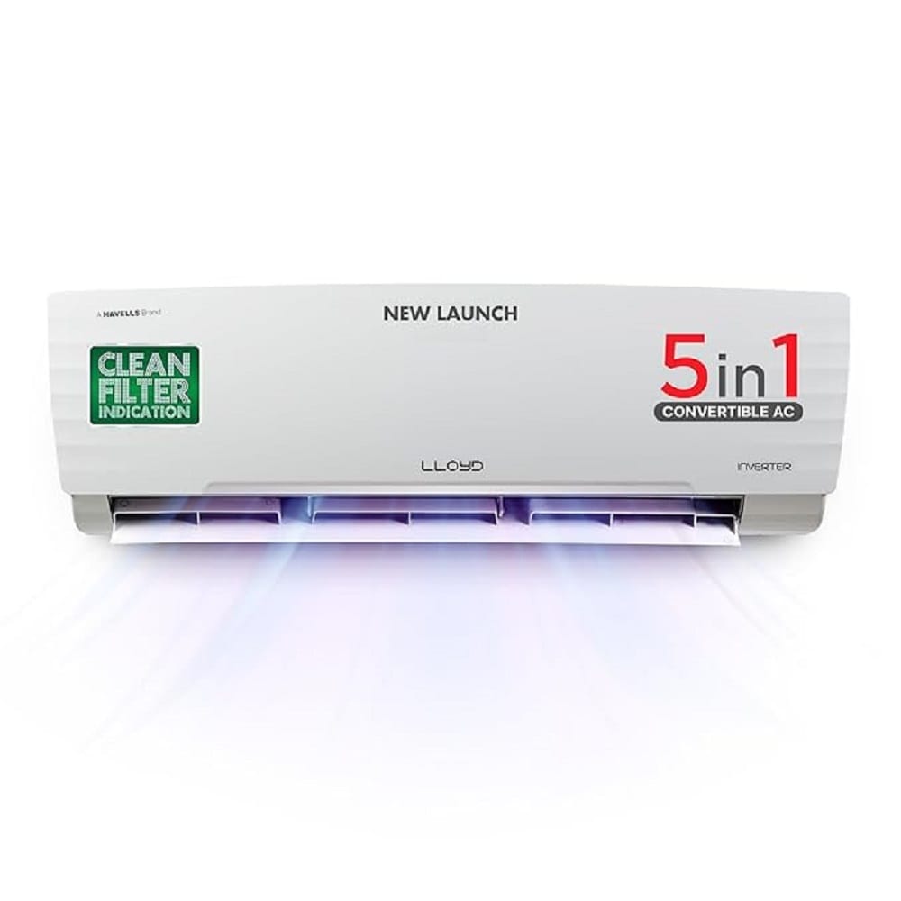 మీడియం సైజు గదులకు లాయిడ్ 1.5 టన్ 5 స్టార్ ఇన్వర్టర్ స్ప్లింట్ ఏసీ బాగుంటుంది. 5 ఇన్ 1 కన్వర్టిబుల్ ఫంక్షన్, వంద శాతం కాపర్ కాయిల్, గోల్డెన్ ఫిన్ ఆవిరిపోరేటర్, యాంటీ కొరోషన్ కోటింగ్ తదితర ప్రత్యేకతలు ఉన్నాయి. స్మార్ట్ 4 వే ఎయిర్ స్వింగ్ గాలిని అన్నివైపులా ప్రసరింపజేస్తుంది. స్వచ్ఛమైన గాలిని అందించే పీఎం 2.5 ఫిల్టర్, 52 డిగ్రీల వద్ద కూడా చల్లగా ఉంచడం, స్టెబిలైజర్ రహిత ఆపరేషన్ తదితర అదనపు సౌకర్యాలు ఉన్నాయి. లాయిడ్ ఏసీని రూ.41,490కు అమెజాన్ లో కొనుగోలు చేయవచ్చు.