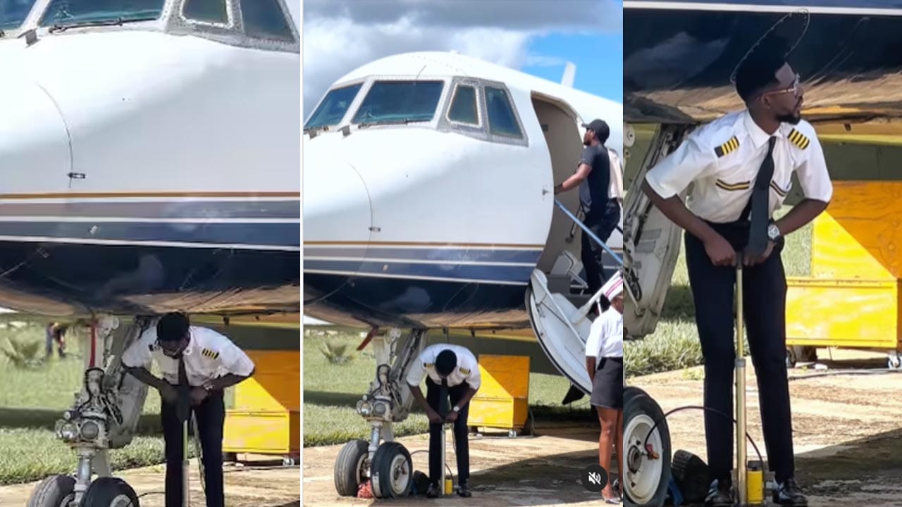 ఎంత కష్టమొచ్చిందిరా అయ్యా..! విమానానికి హ్యాండ్ పంప్తో గాలి కొట్టిన పైలట్..!