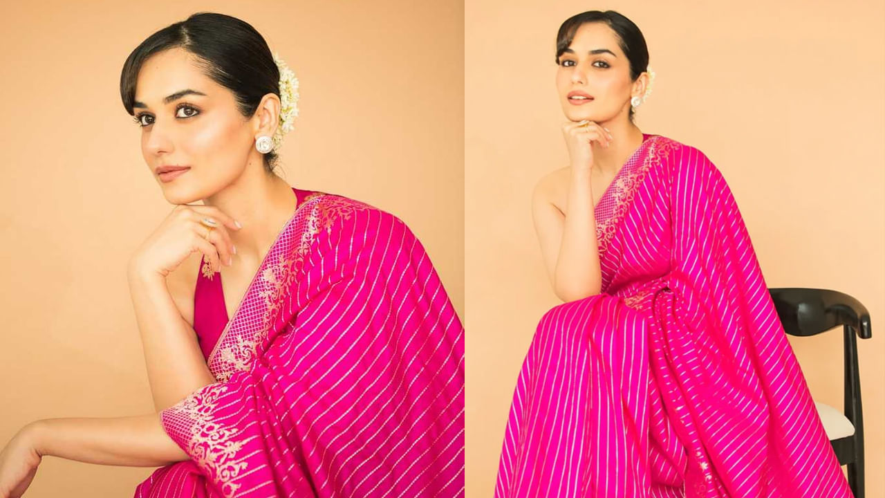 ఏకాయ బనారస్ పింక్ ఫెమ్మీ ఫాటలే చీరలో మానుషి చిల్లర్ అద్భుతంగా మెరిసింది. ఆ రంగు అందాల రాణిని చాల బాగా సెట్ అయింది. ఆ చీరలో ప్రేక్షకులను ఆకట్టుకుంది వయ్యారి భామ మనిషి.