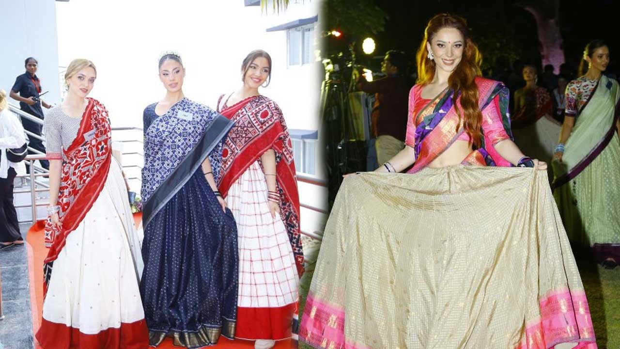 హెరిటేజ్ వాక్‌లో భాగంగా ప్రపంచ అందాల ముద్దుగుమ్మలు వరంగల్ జిల్లాలో జిగేల్ మన్నారు. అచ్చం తెలుగు అమ్మాయిల్లా రెడీ అయ్యి తెలుగుదనం ఉట్టిపడేలా నొదుటన తిలకం, సిగలో పూలతో అందంగా కనిపించారు. మొత్తం 57 మంది మిస్ వరల్డ్ బ్యూటీలు రెండు గ్రూప్‌లుగా వరంగల్ జిల్లాలో పర్యటించారు.