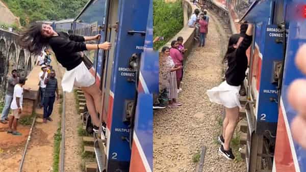 కదులుతున్న రైలులో అమ్మాయి డేంజరస్ స్టంట్.. తలుపు పట్టుకుని ఊగిసలాట.. ఇంతలో.!