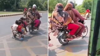 Viral Video: ఈ వ్యక్తిని చూడండి.. 10 మందిని ఎక్కించుకొని ఎలా బైక్ నడుపుతున్నాడో..!